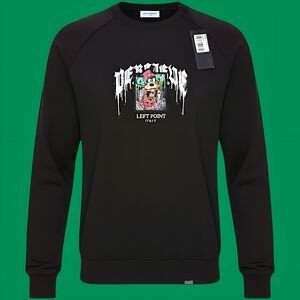 🔥🚹 S US — Left Point Designer Rhinestone "GANGSTA GOOFY" Crewneck⭐EXCLUSIVE⭐